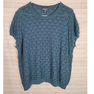 MODCLOTH TEAL TEXTURED SLEEVELESS KNITN SWEATER TOP, SZ 3X